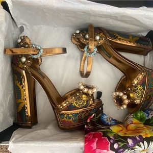 Dolce & Gabbana Platform Baroque Embellished Heels